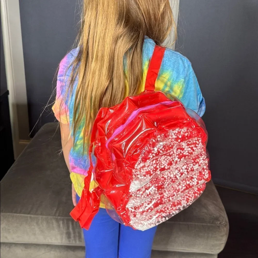Red Inflatable Bubble BackPack Foam Ball New in Packaging One Size